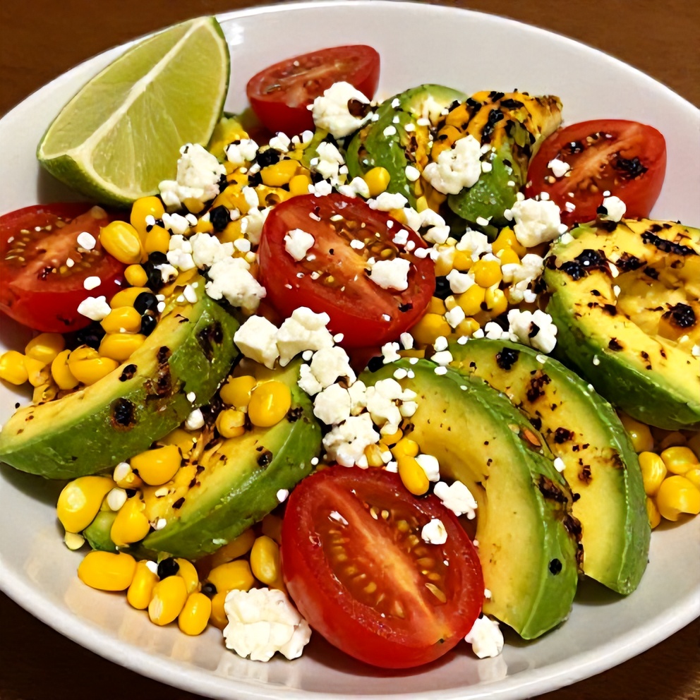 Plated Fresh Grilled Corn Avocado Salad