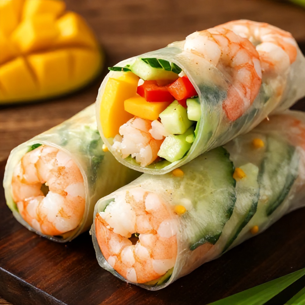 Fresh Mango Shrimp Summer Rolls