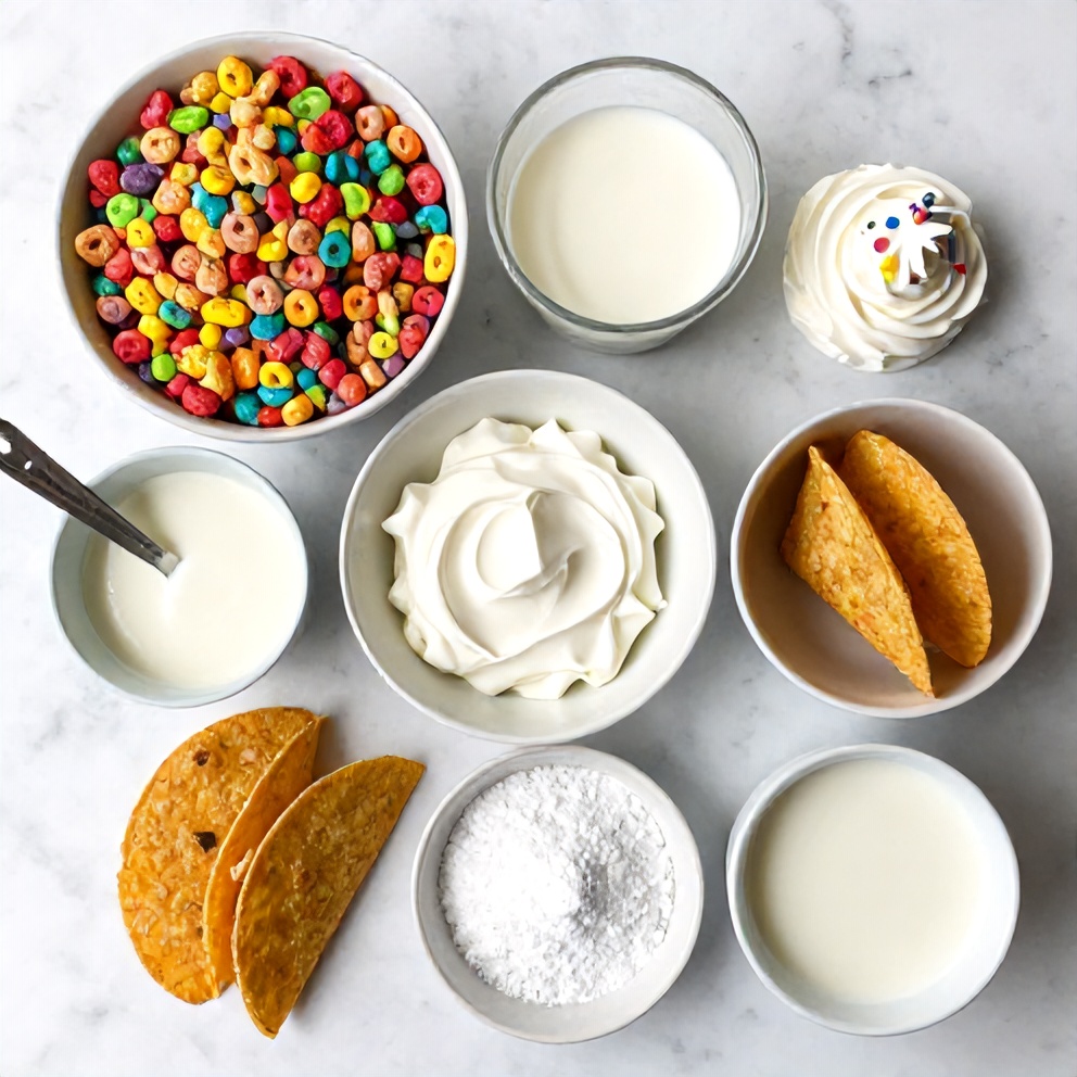 Fruity Pebbles Cheesecake Tacos Ingredients