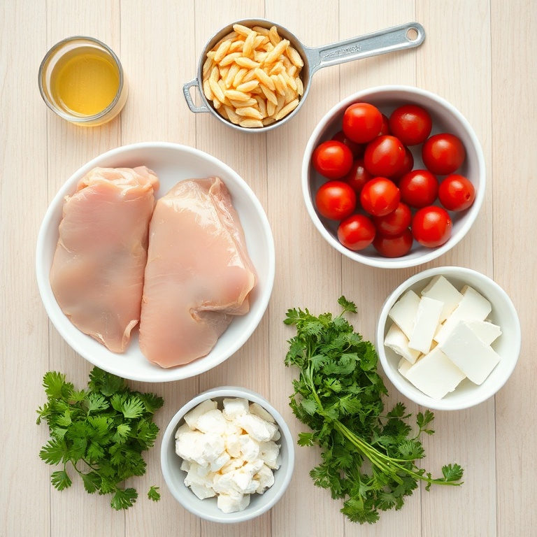 Ingredients for Greek Chicken Power Bowls with Lemon Orzo