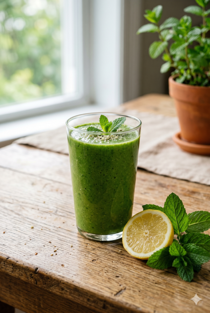 healthy green smoothie natural - detox drink recipe
