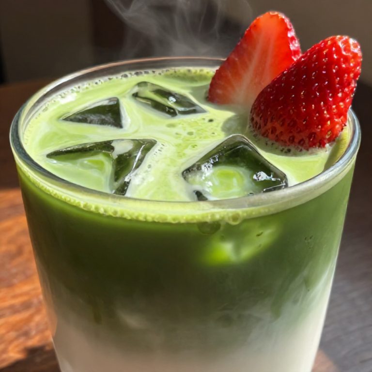 iced matcha strawberry latte