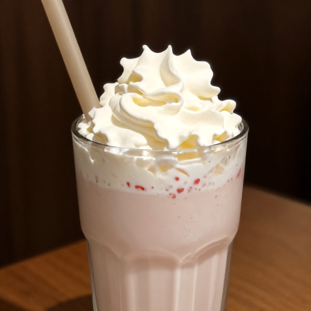 Glass of Korean strawberry milk with a straw