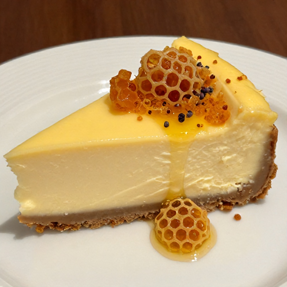 Lemon Lavender Cheesecake with Honeycomb Topping