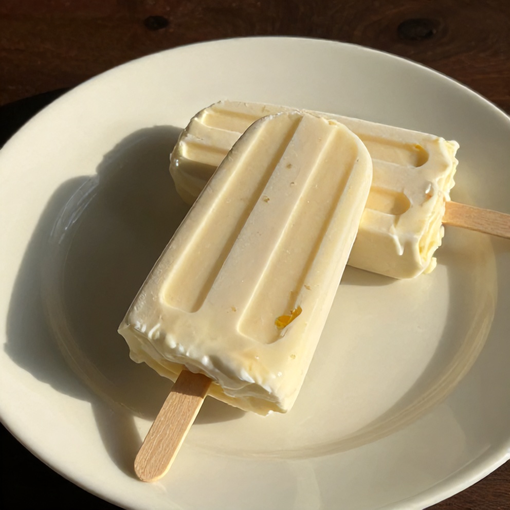 Mango Greek Yogurt Popsicle on a white plate