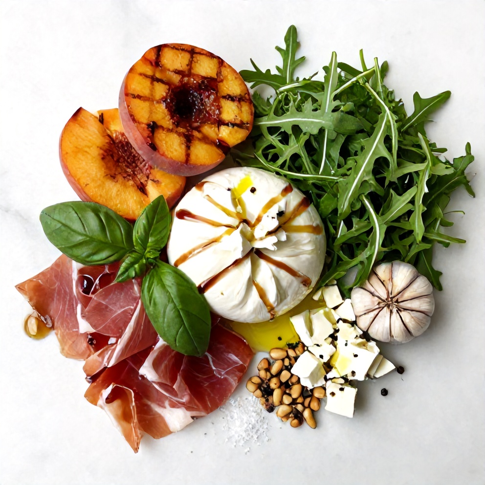 Mediterranean Grilled Peach Salad Ingredients