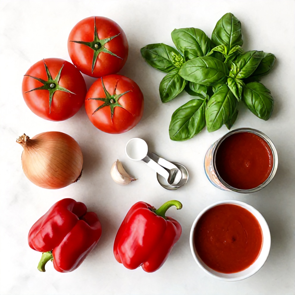 Mediterranean Tomato and Roasted Pepper Soup Ingredients