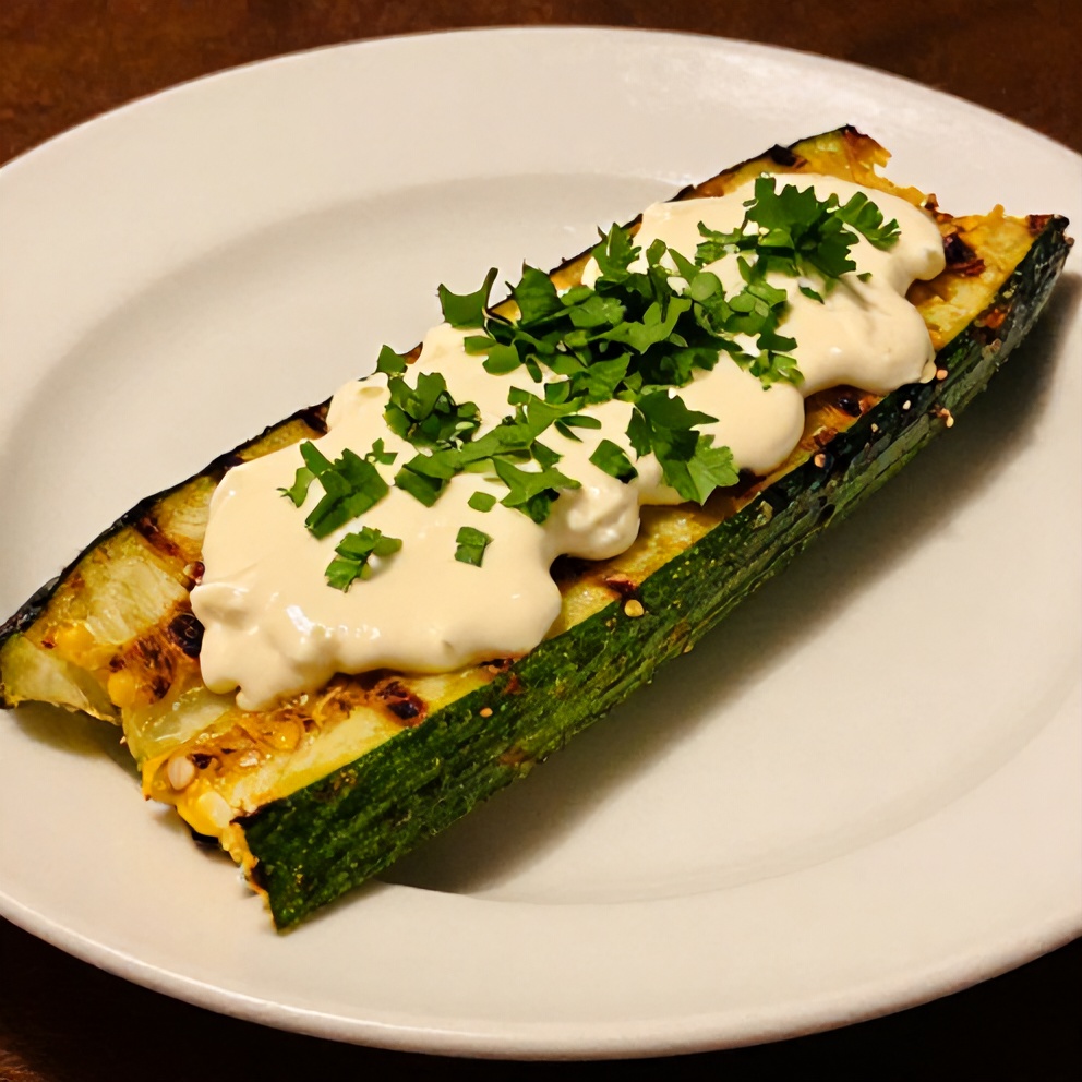 Plated Mexican Street Corn Style Grilled Zucchini