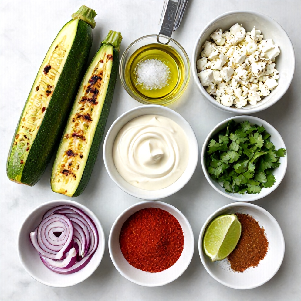 Raw Ingredients for Mexican Street Corn Style Grilled Zucchini