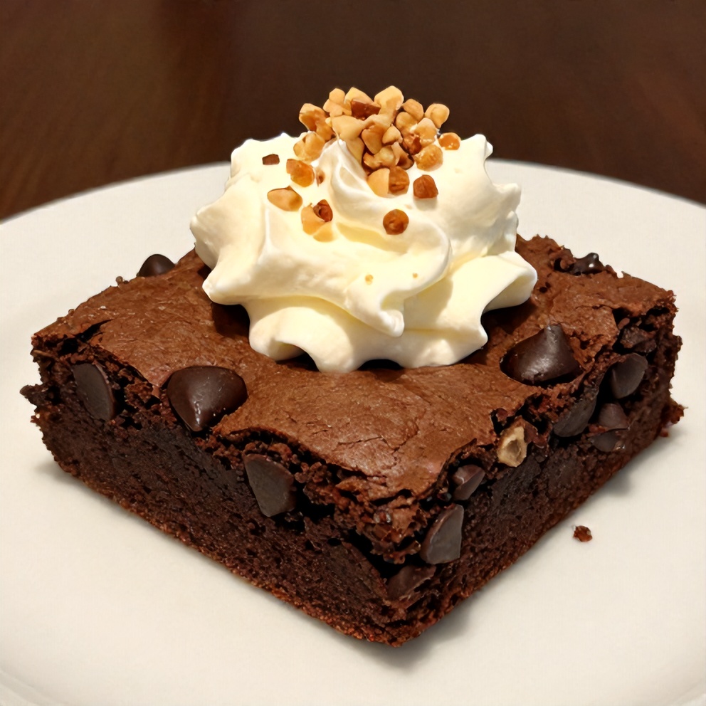 Plated Banana Bread Brownies with Chocolate Chips