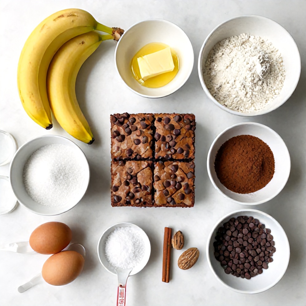 Raw Ingredients for Banana Bread Brownies