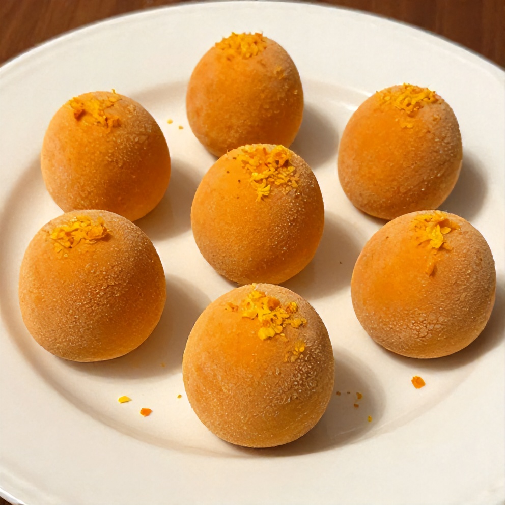 No-Bake Orange Creamsicle Truffles on a white plate with a sprinkle of orange zest