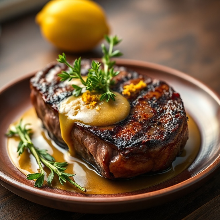 Plated Oscar Style Steak with Crab and Béarnaise