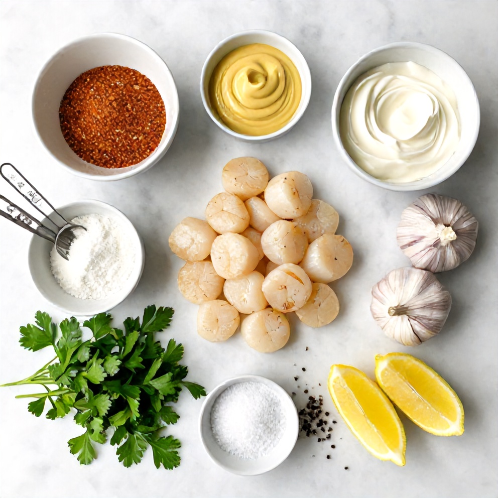 Raw Ingredients for Quick Cajun Scallops
