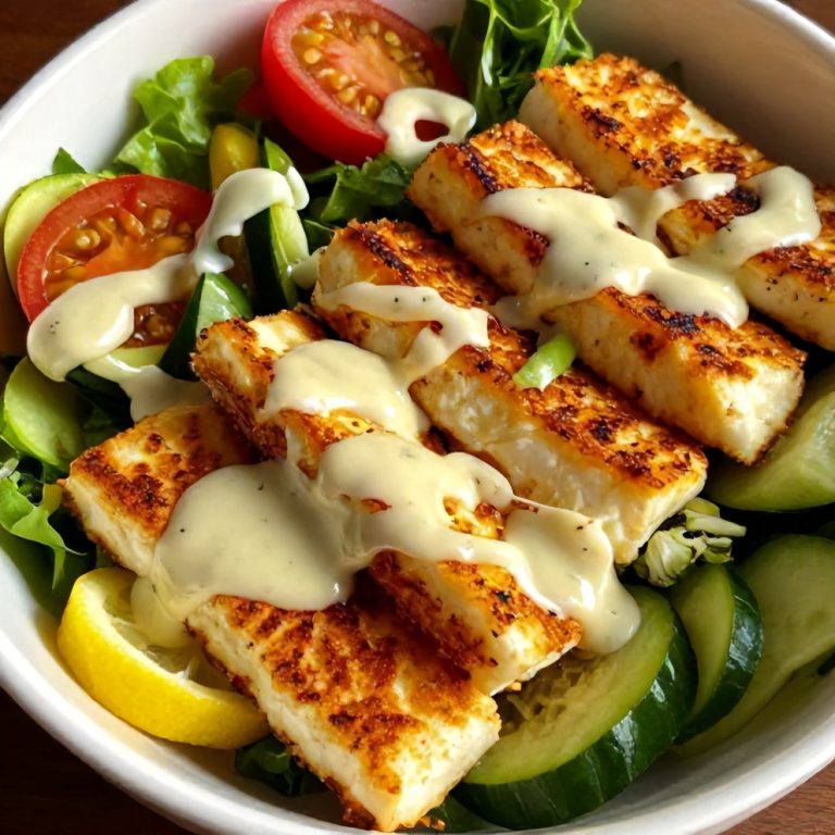 Quick Crispy Halloumi Greek Power Bowl