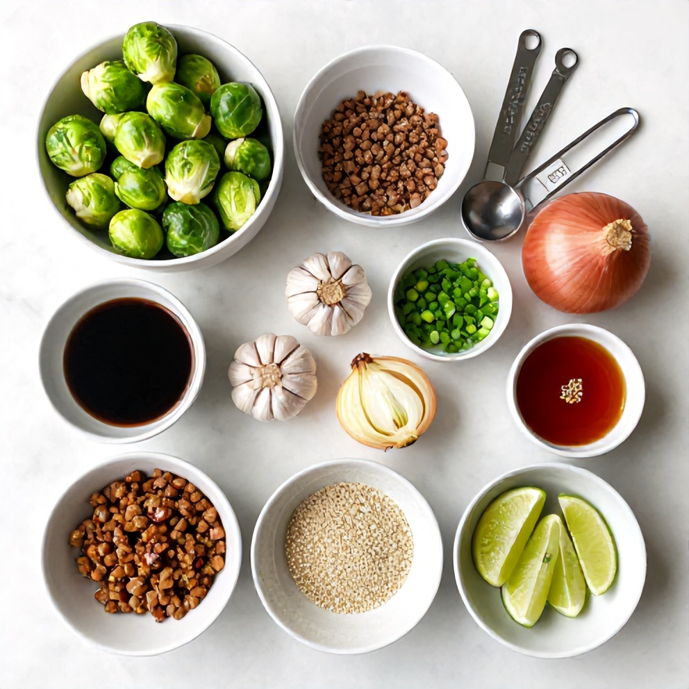 Raw Ingredients for Spicy Pork Brussels Sprouts