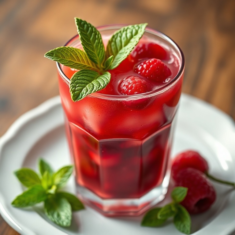 Refreshing Fizzy Berry Drink with Fresh Mint