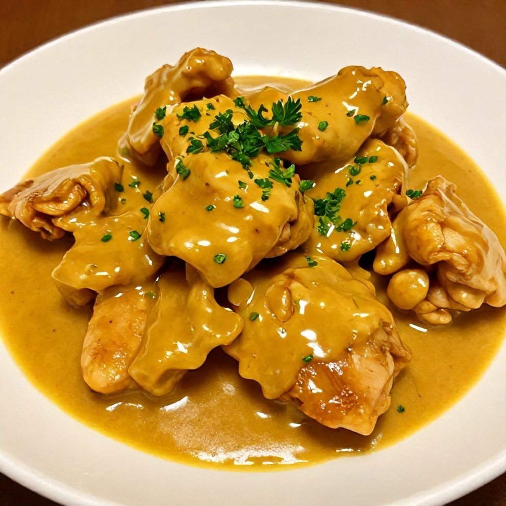 Plated serving of honey mustard chicken