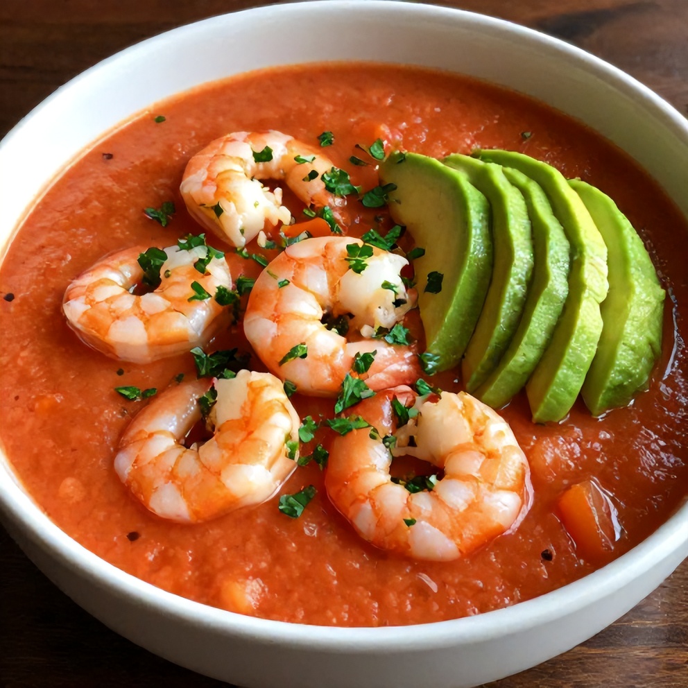 summer gazpacho with shrimp