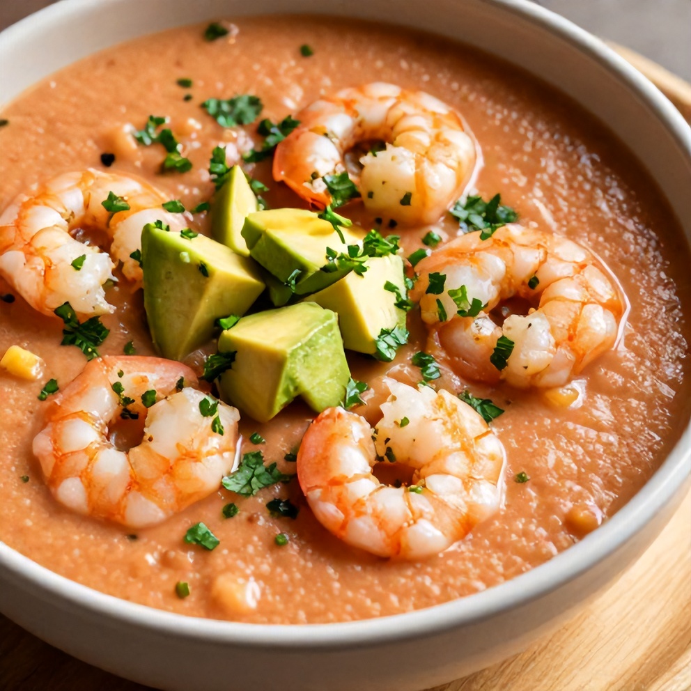 Summer Gazpacho with Shrimp Final Dish