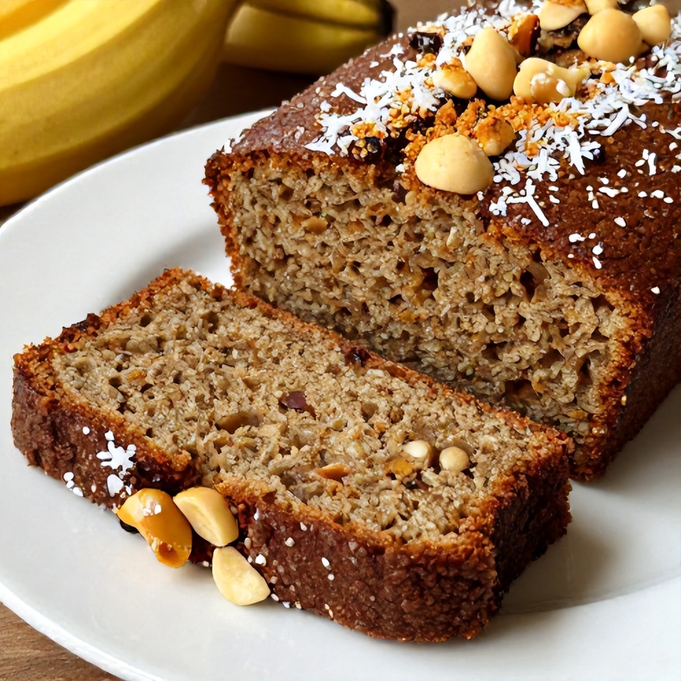 A slice of Tropical Hawaiian Banana Bread on a plate
