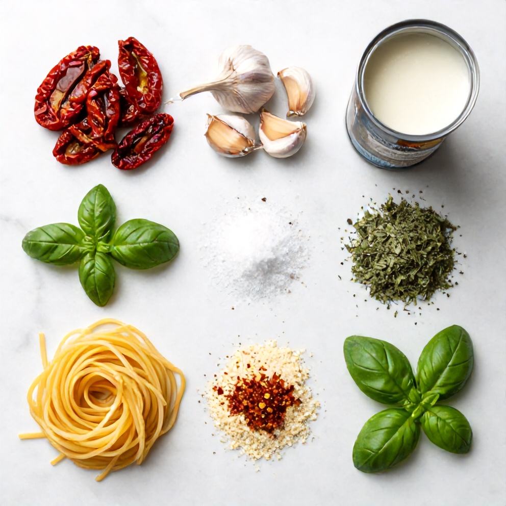 Vegan Sun Dried Tomato Pasta Ingredients