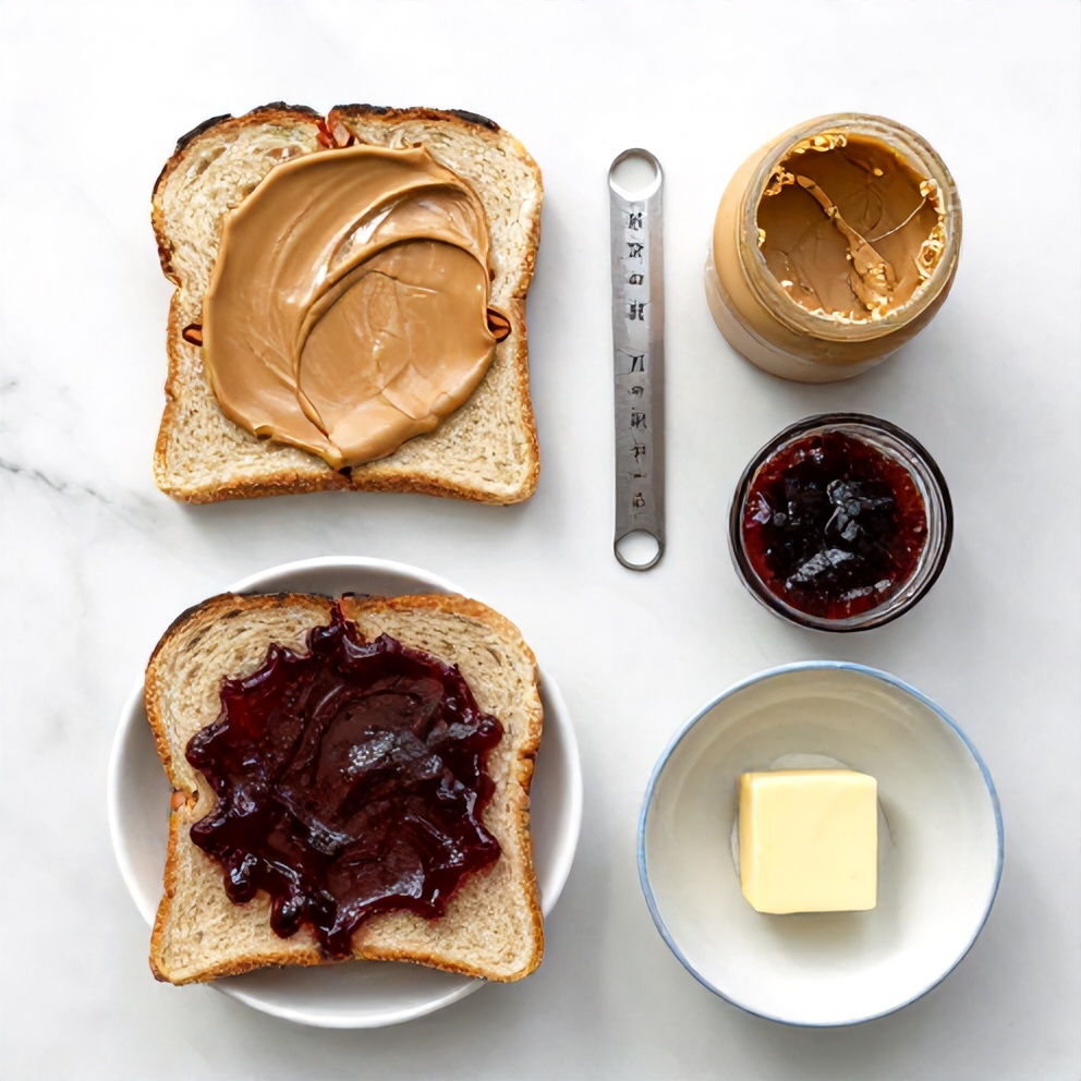 Raw ingredients for Air Fried Peanut Butter & Jelly Sandwich