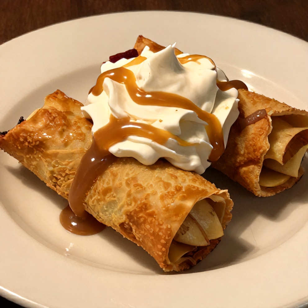 Plated Air Fryer Apple Pie Taquitos