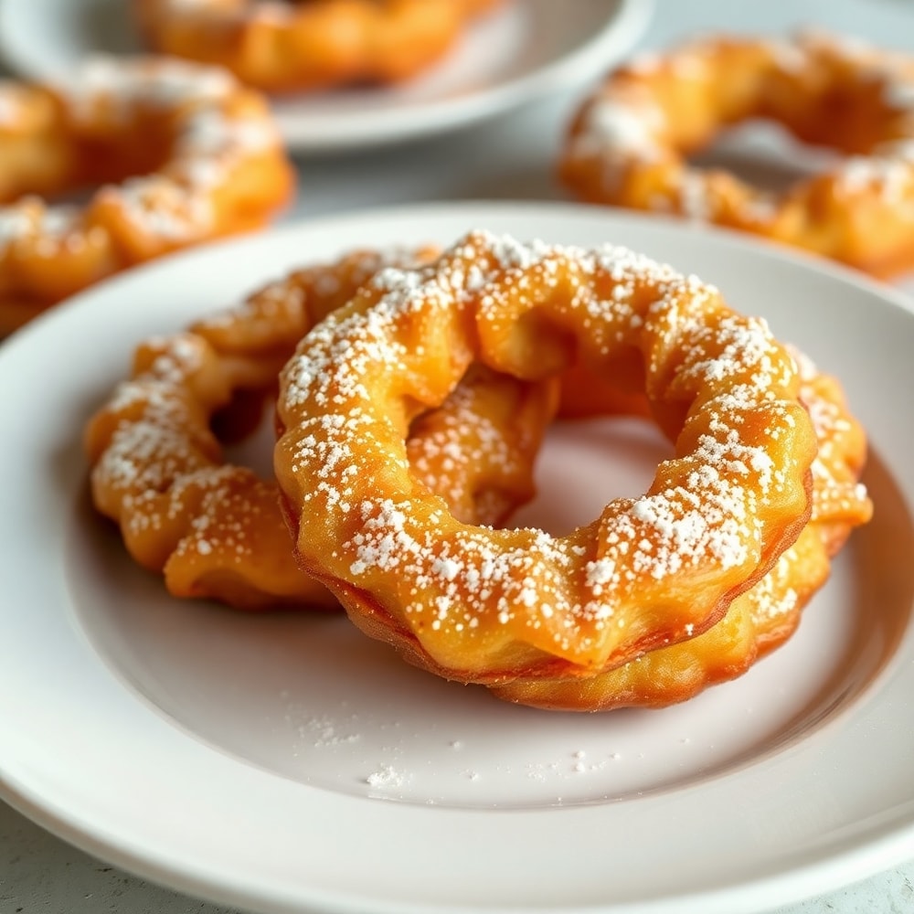 Plated serving of Crispy Air Fryer Cinnamon Apple Rings on a white plate