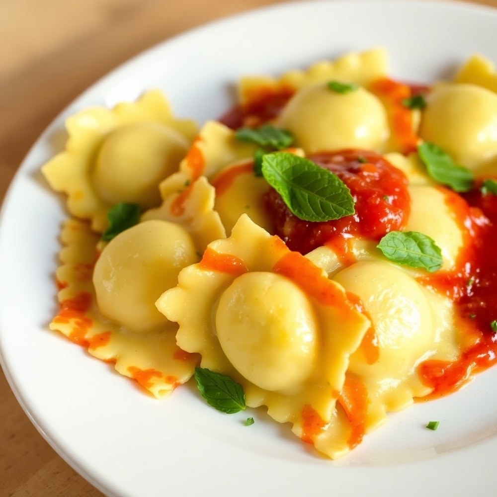 Plated Air Fryer Ravioli