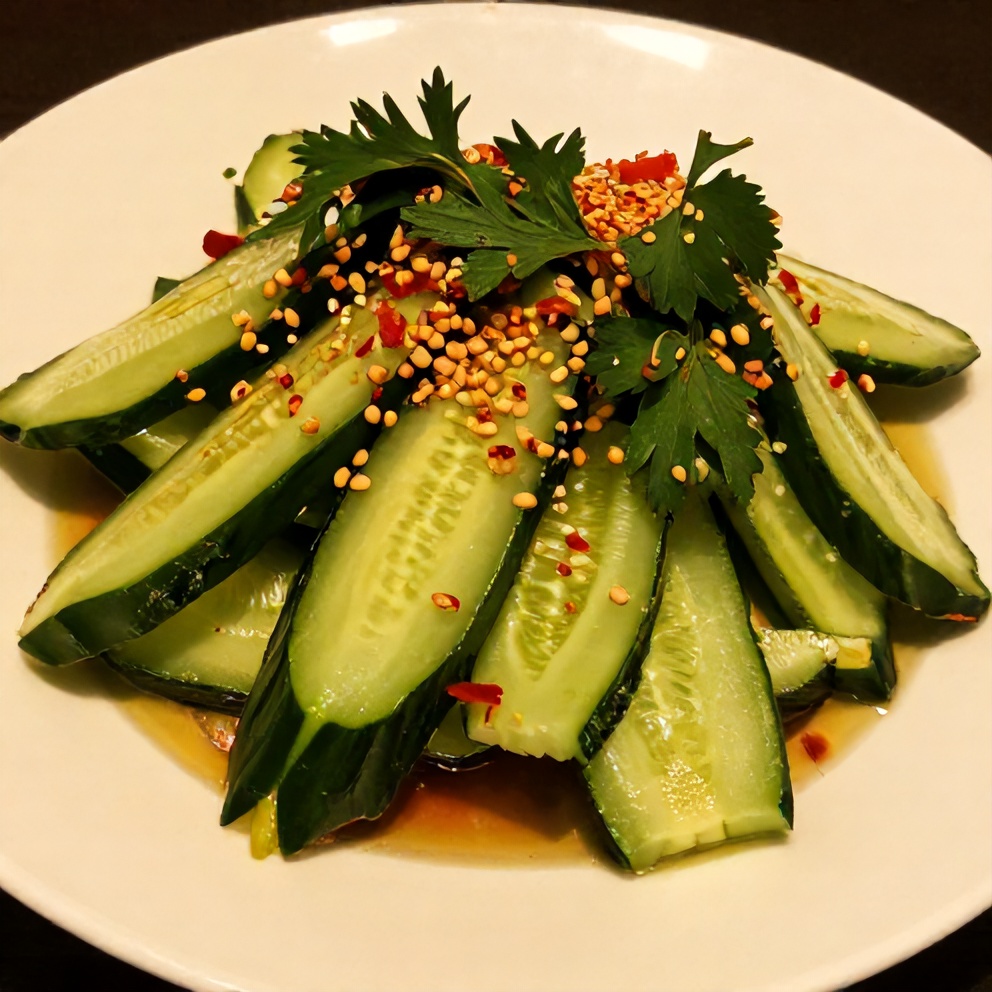 Plated Asian Spicy Cucumber Salad