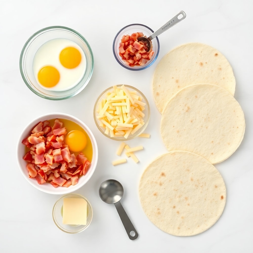 Bacon Egg and Cheese Breakfast Quesadillas Ingredients