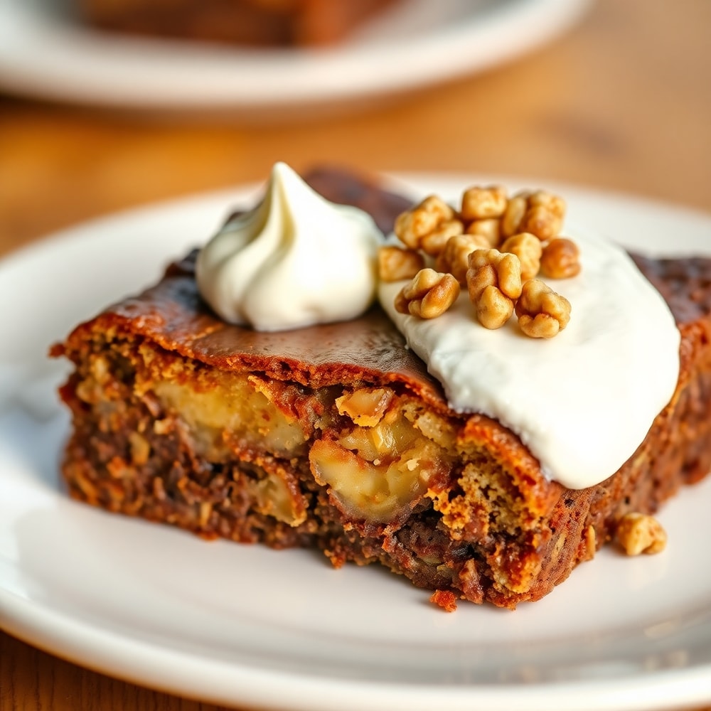 A slice of Banana Bread Brownie on a plate