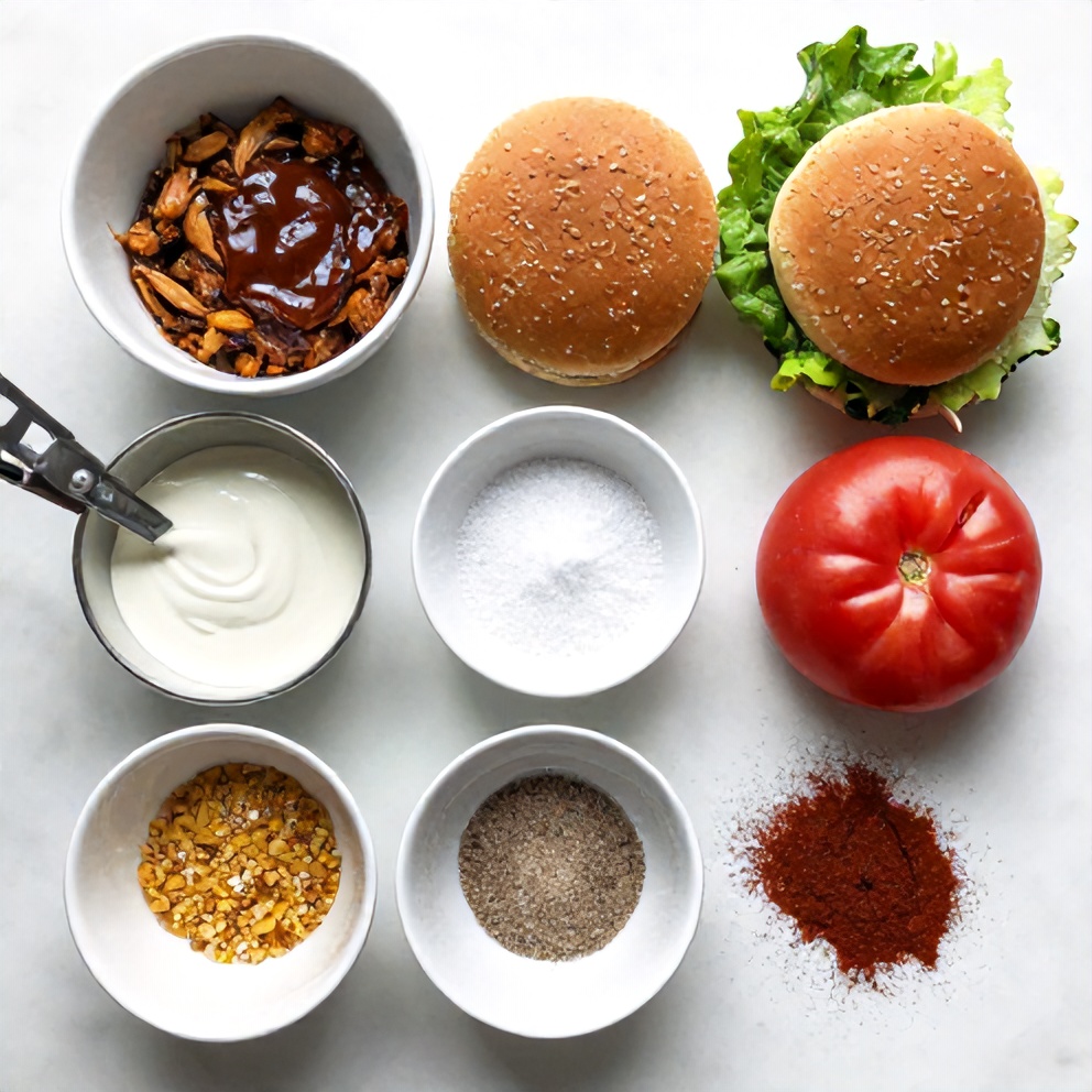 Raw ingredients for BBQ Ranch Turkey Smash Burgers