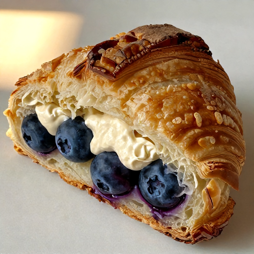Blueberry Cream Cheese Croissant Casserole