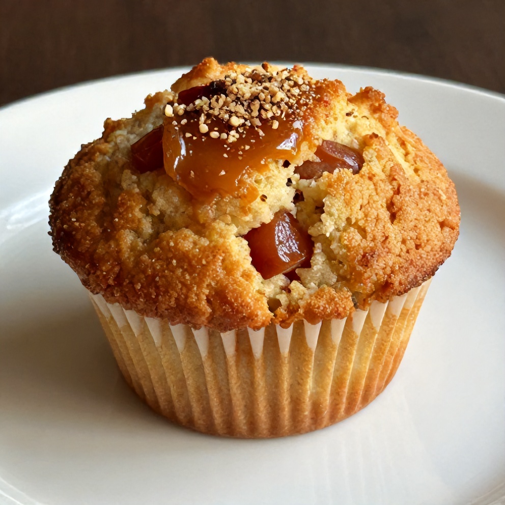 Plated Caramelized Rhubarb Muffins