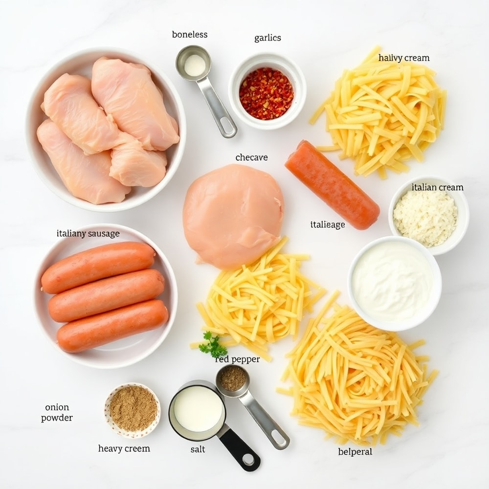 Cheesy Chicken and Sausage Pasta Ingredients