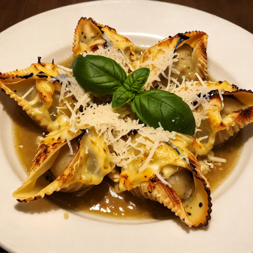 Plated Stuffed Pasta Shells with Ground Beef