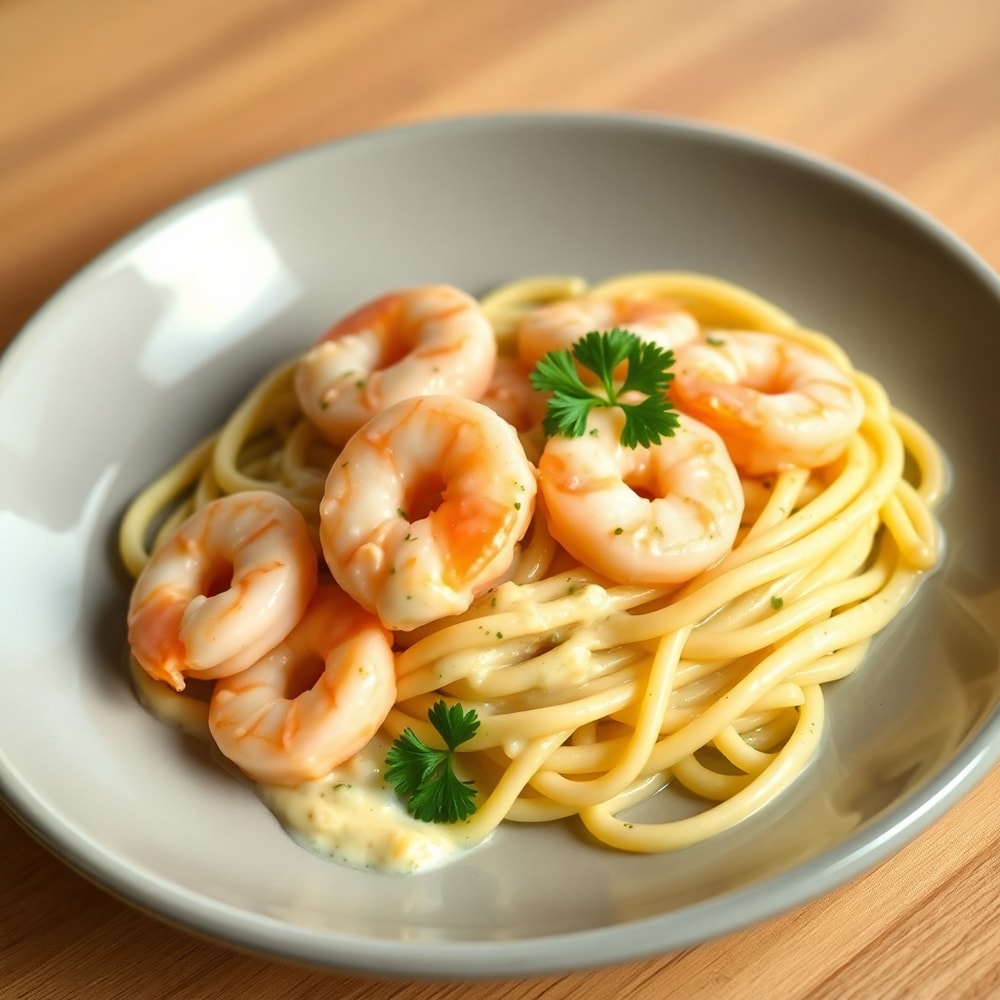 Plated Creamy Garlic Shrimp