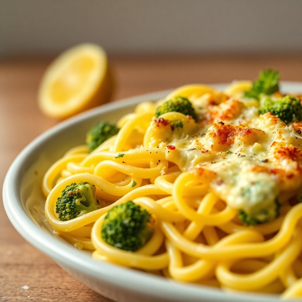 Lemon Broccoli Mafaldine Pasta