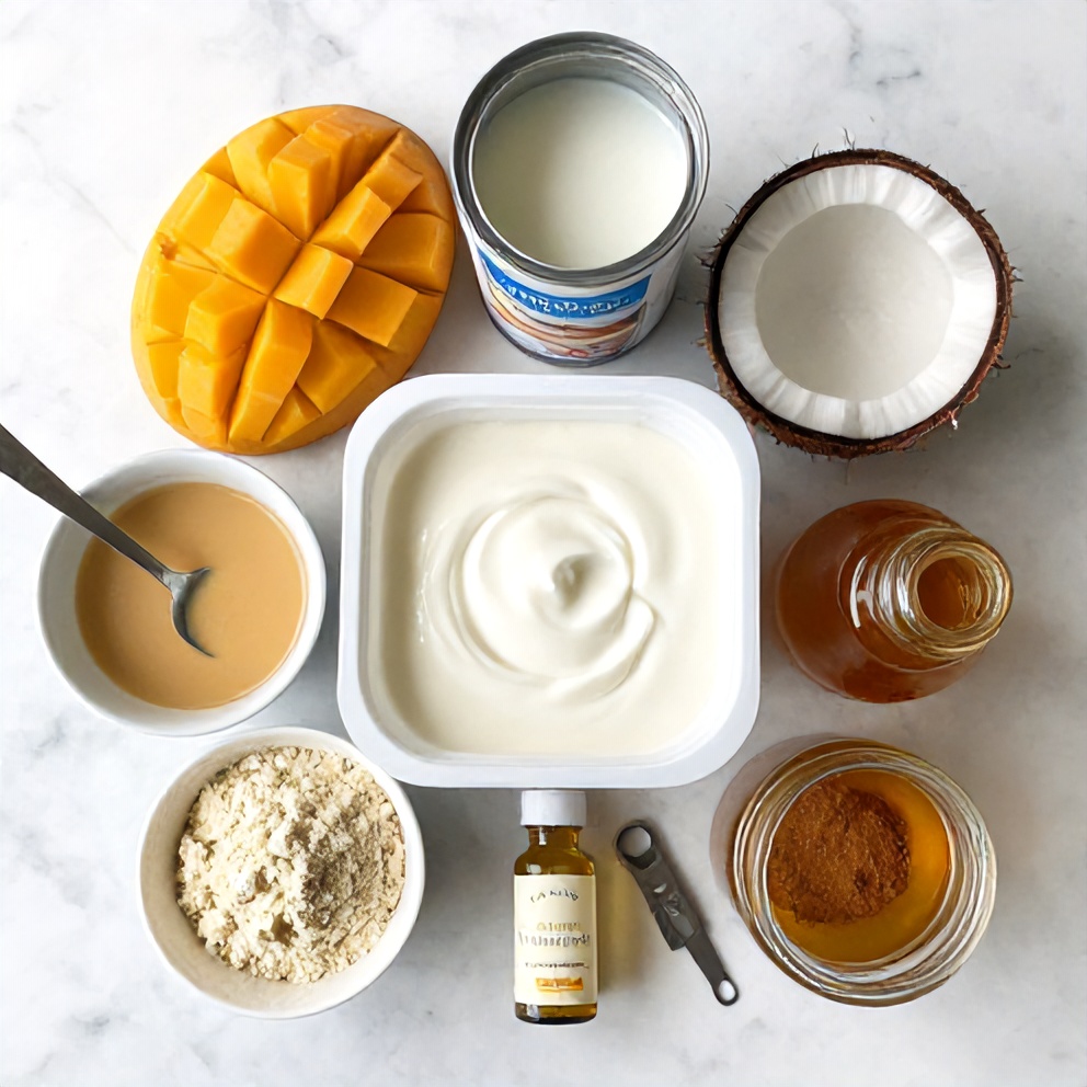 Ingredients for Mango Coconut Protein Shake