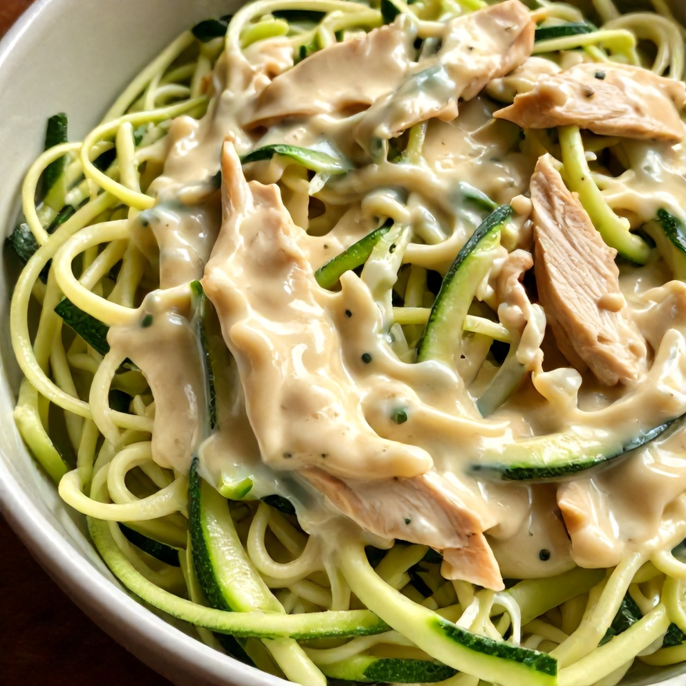 Creamy Zucchini Noodle Chicken Alfredo