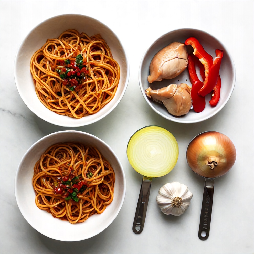 Ingredients for crispy 20-minute sweet and spicy noodles