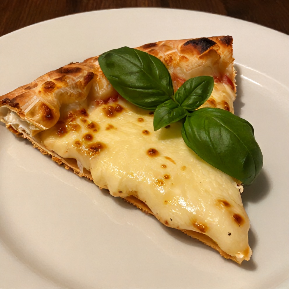 Plated cottage cheese pizza bites with fresh basil