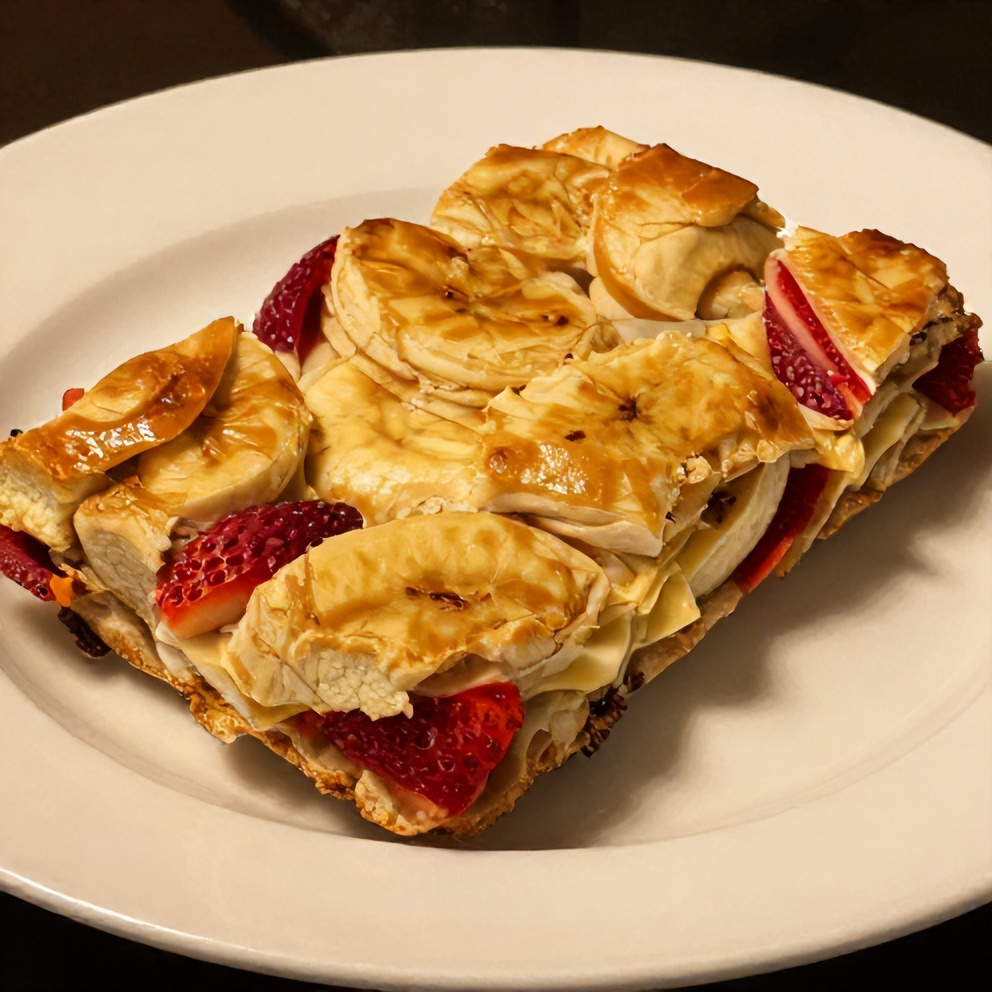 Strawberry banana bark on a white plate