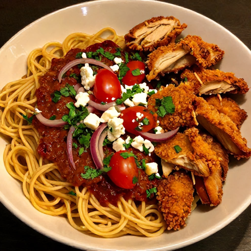 Plated Banza Chicken Bowls with Calabrian Chili Sauce