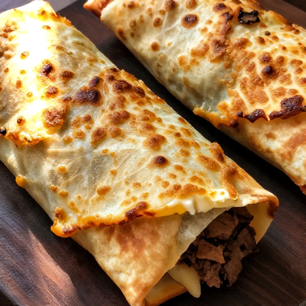 crispy beef cheese burritos