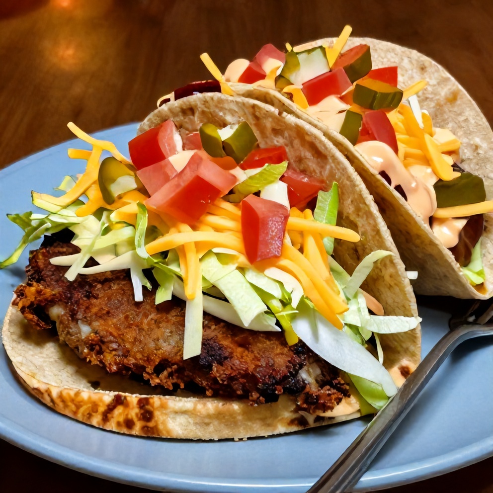 Close-up of Crispy Big Mac Tacos on a plate
