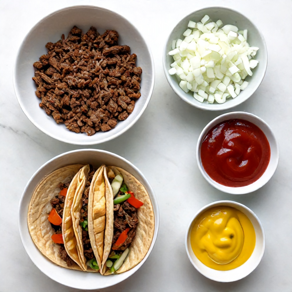 Raw ingredients for Crispy Big Mac Tacos