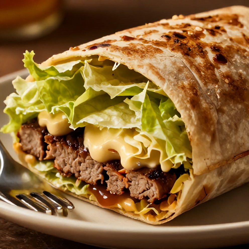Close-up of a Big Mac Wrap with a fork
